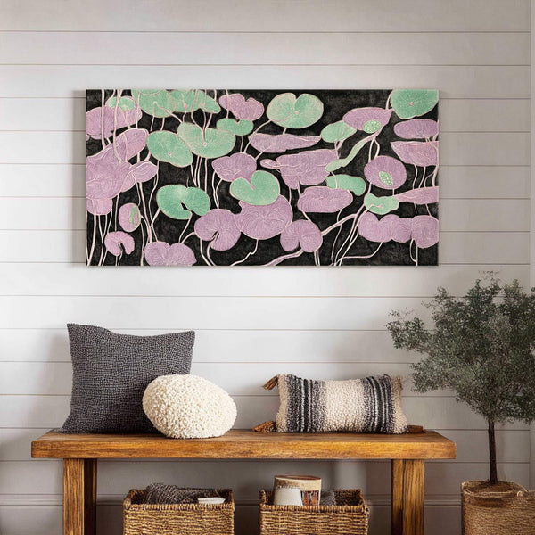 Canvas wall art in interior setting.