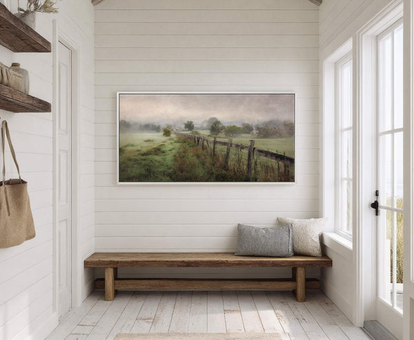 Canvas wall art in interior setting.