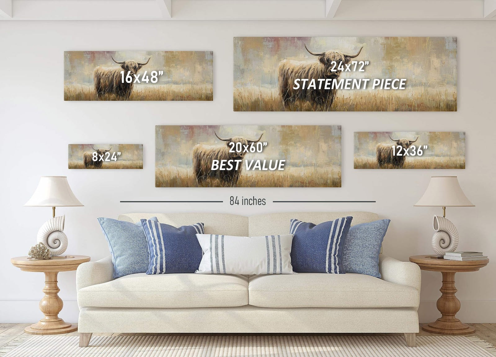 Canvas wall art in interior setting.