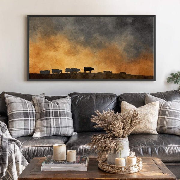 Canvas wall art in interior setting.