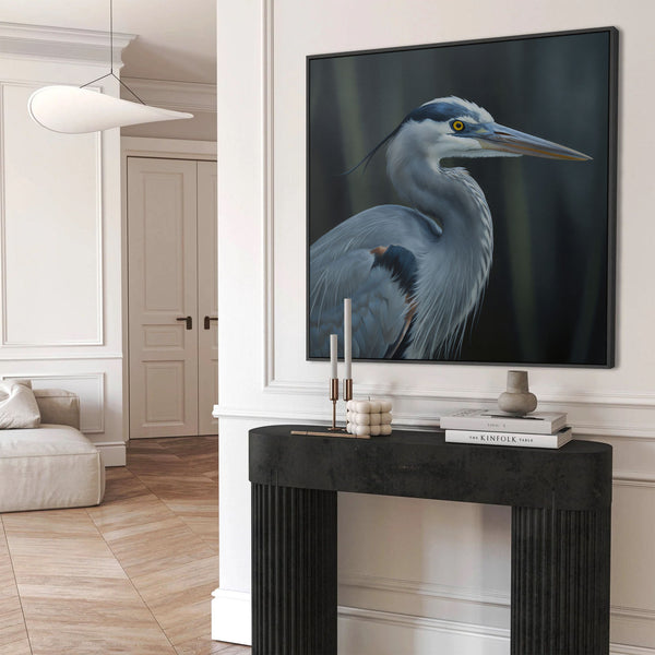 Blue Heron Portrait Canvas Art Print