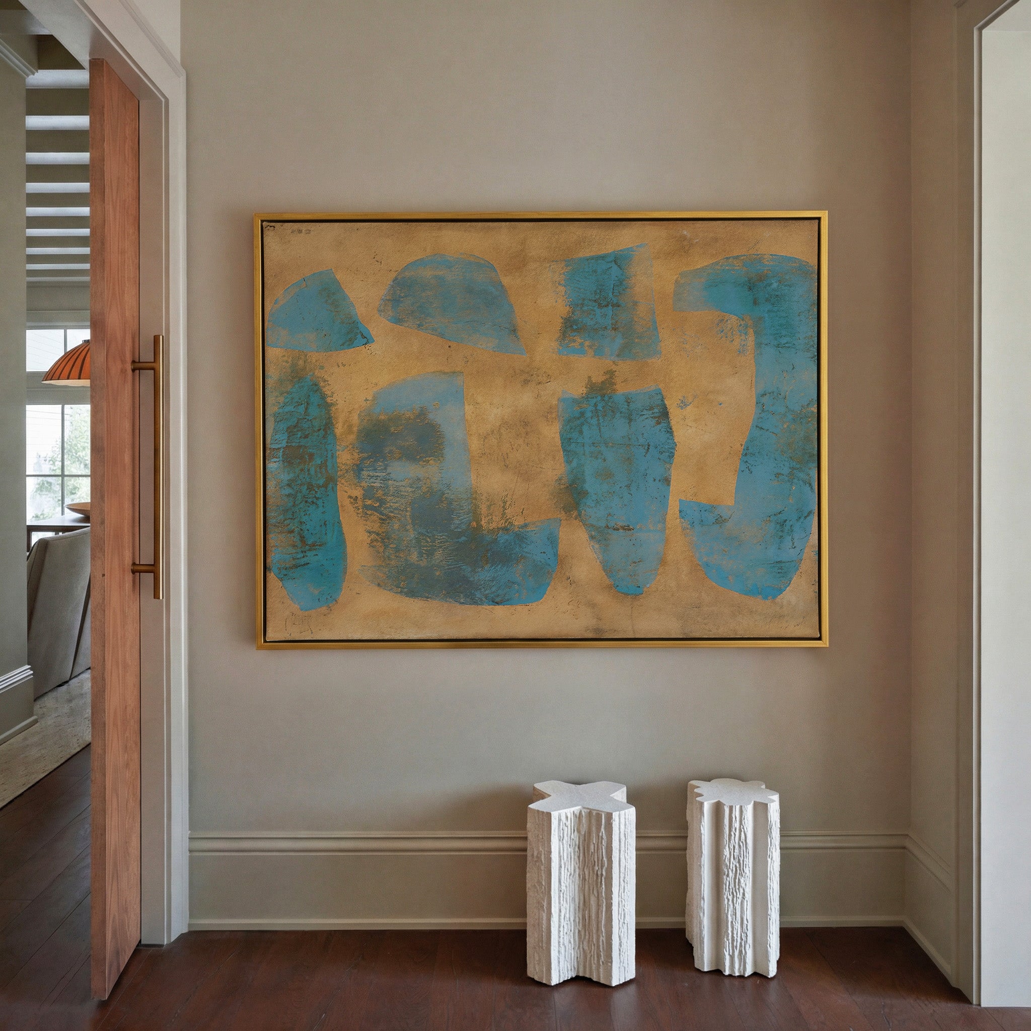 Block Studies Teal & Ochre Canvas Print