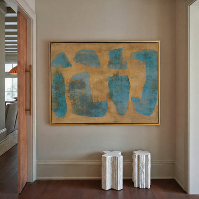 Block Studies Teal & Ochre Canvas Print