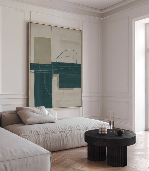 Green & Beige Abstract Canvas Wall Art