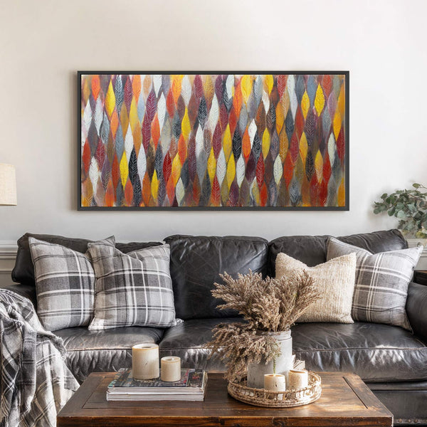 Canvas wall art in interior setting.