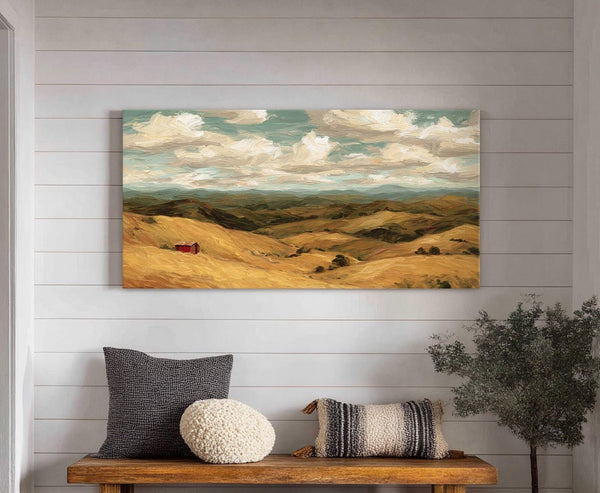 Canvas wall art in interior setting.