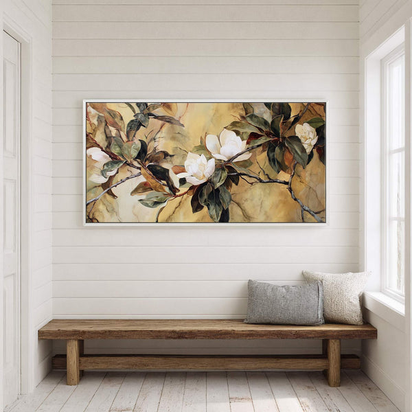 Canvas wall art in interior setting.