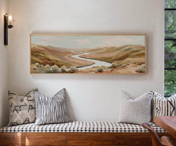 Canvas wall art in interior setting.