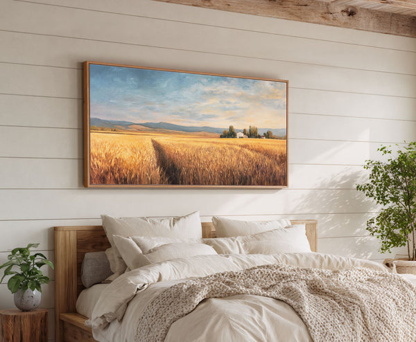 Canvas wall art in interior setting.