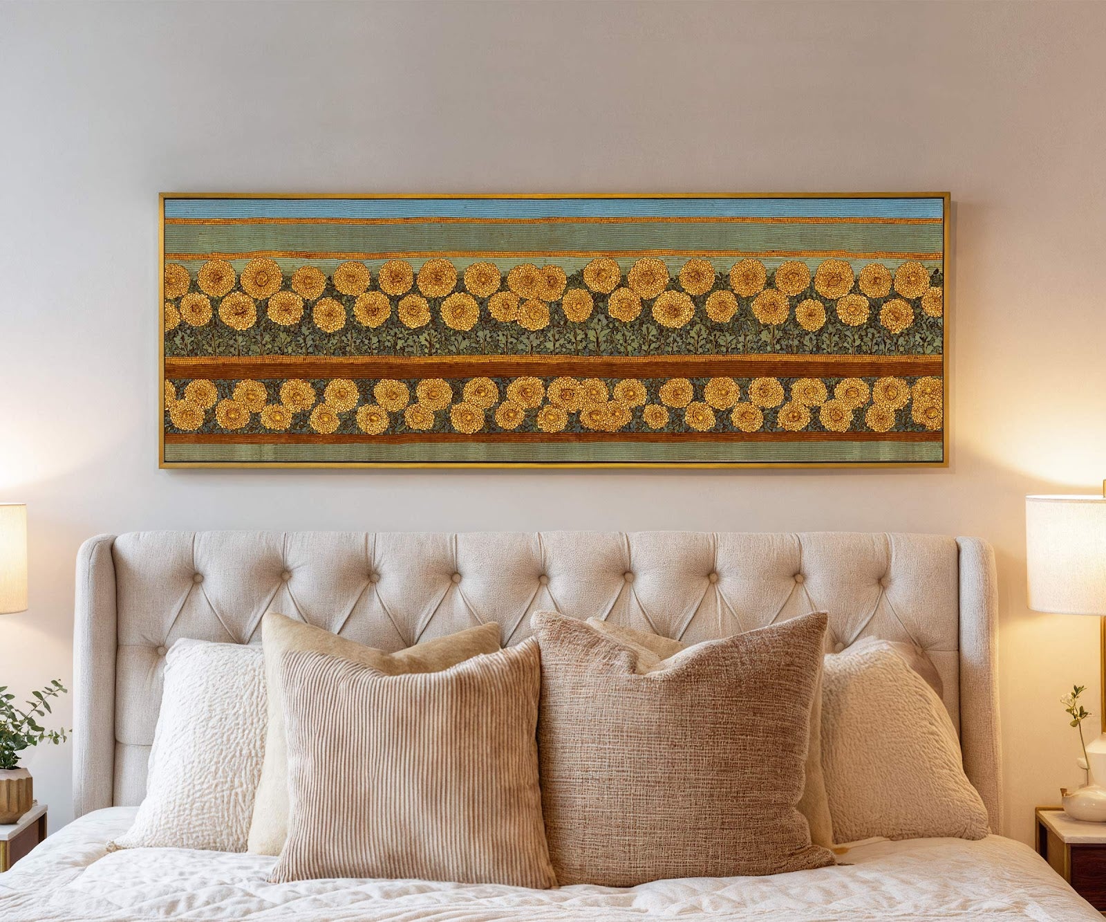 Canvas wall art in interior setting.