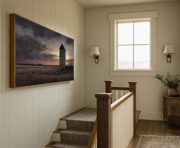 Canvas wall art in interior setting.