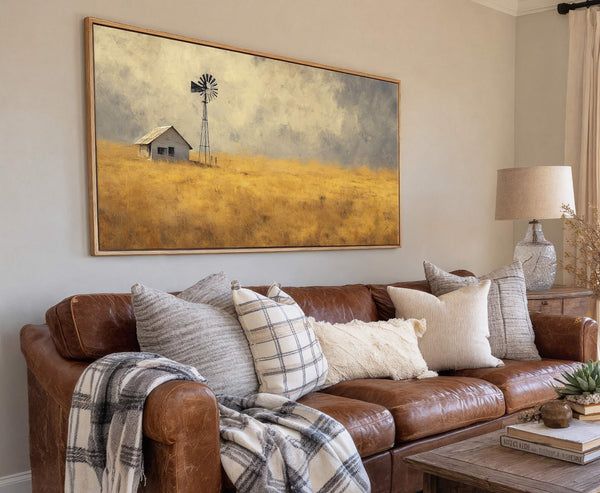 Canvas wall art in interior setting.