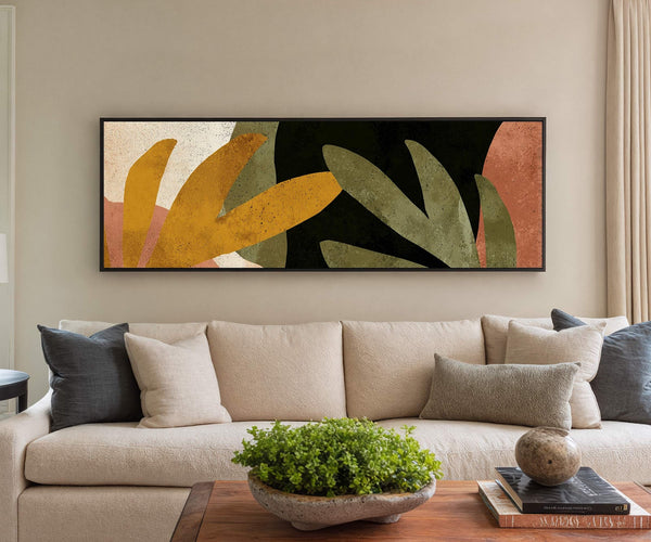 Canvas wall art in interior setting.