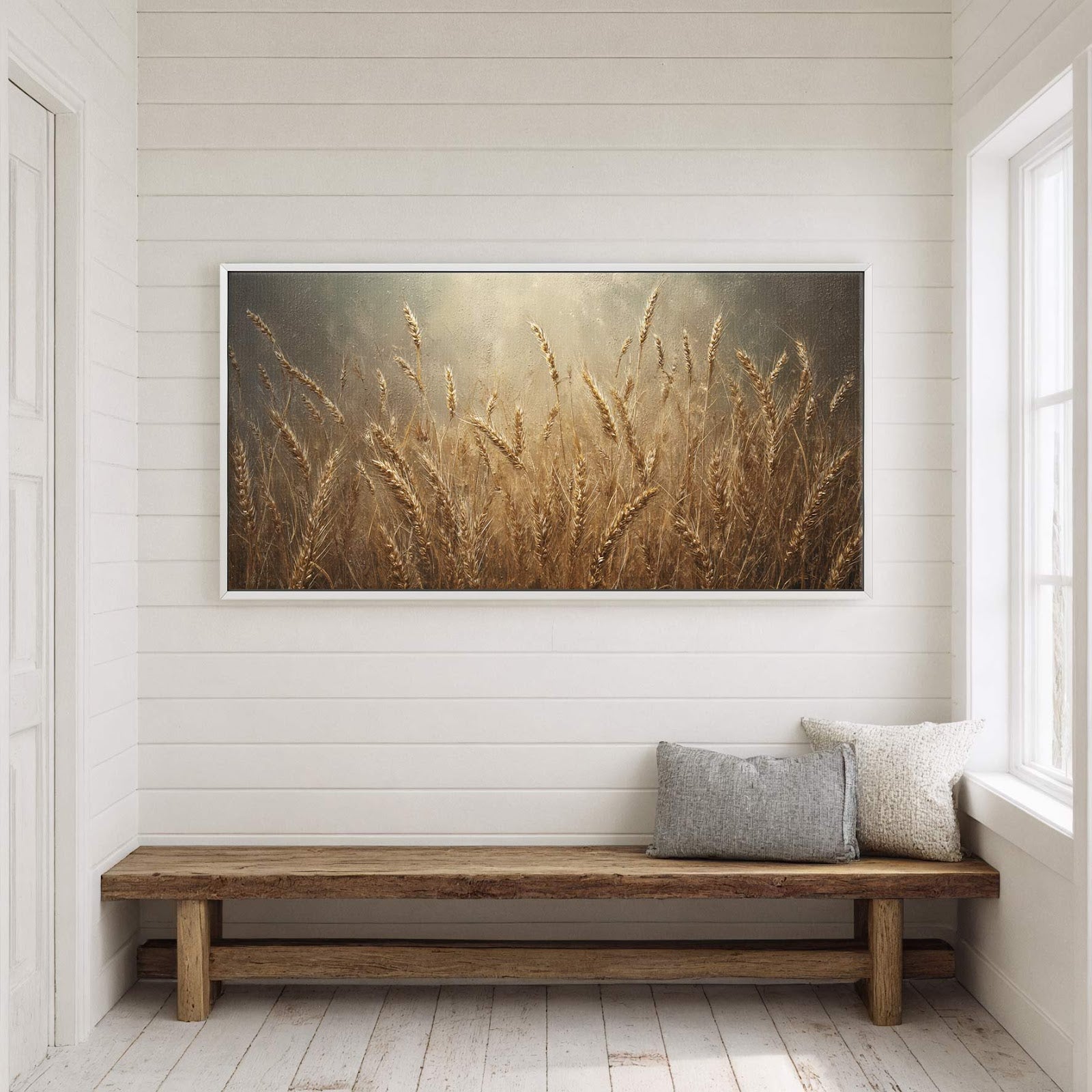 Canvas wall art in interior setting.