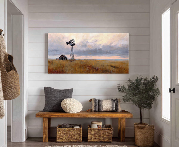 Canvas wall art in interior setting.