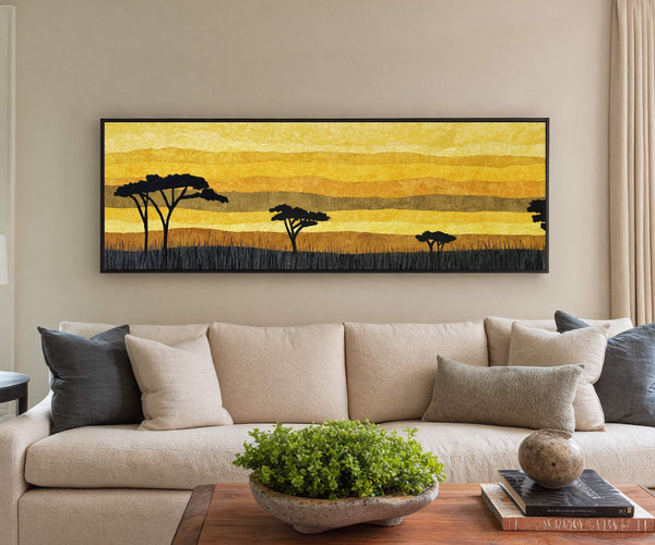 Canvas wall art in interior setting.