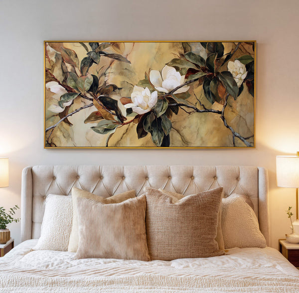 Canvas wall art in interior setting.