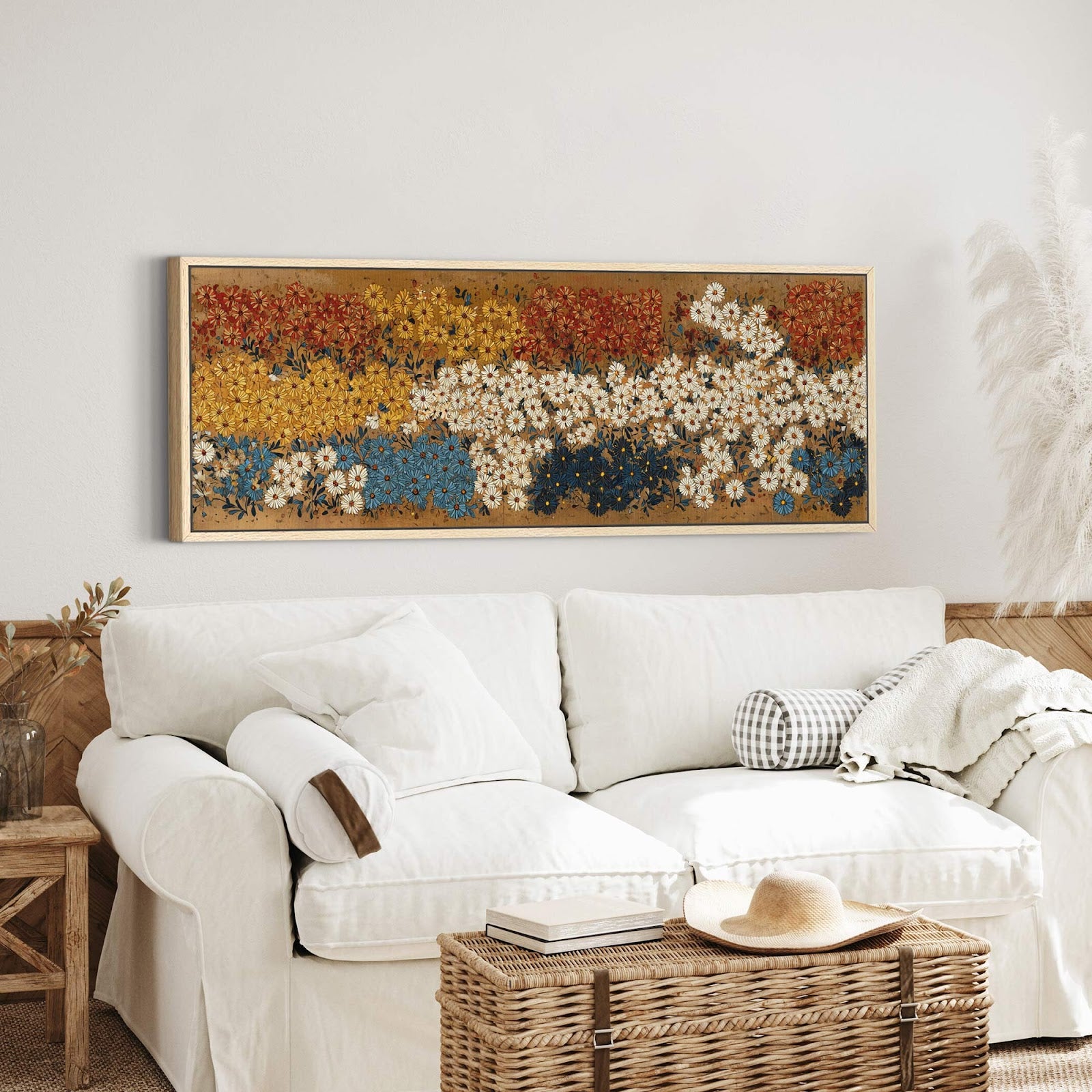 Canvas wall art in interior setting.