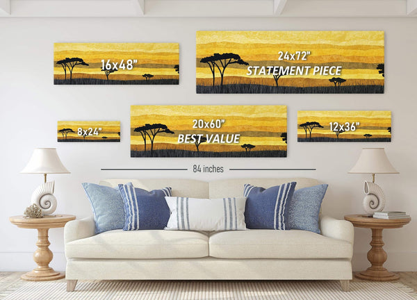 Canvas wall art in interior setting.