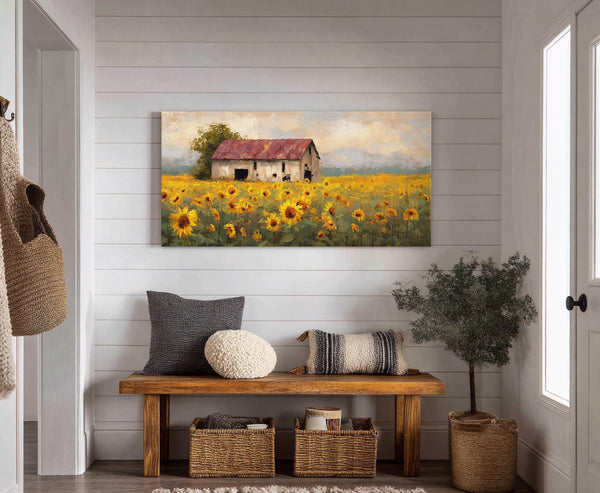 Canvas wall art in interior setting.