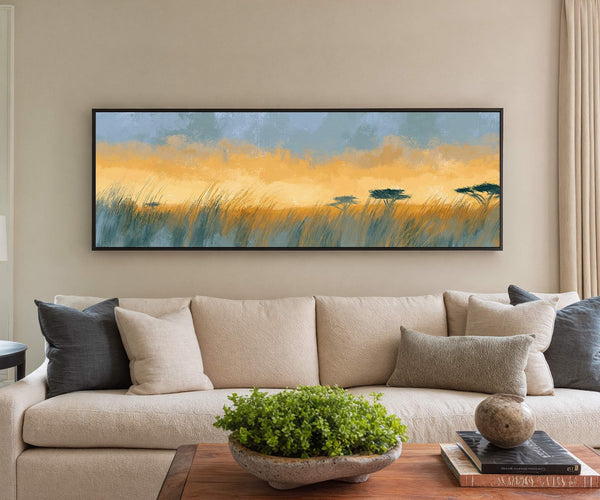 Canvas wall art in interior setting.