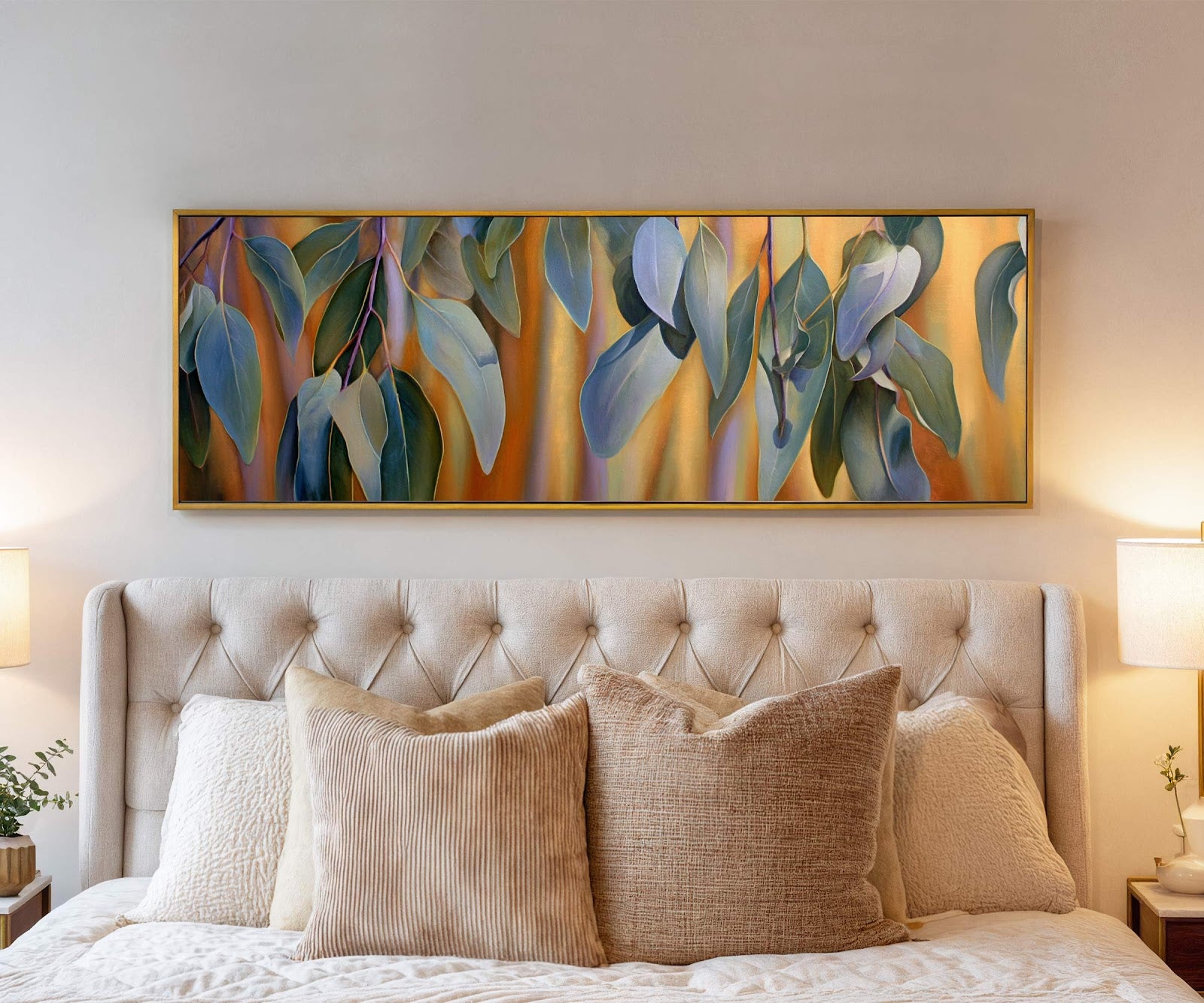 Canvas wall art in interior setting.