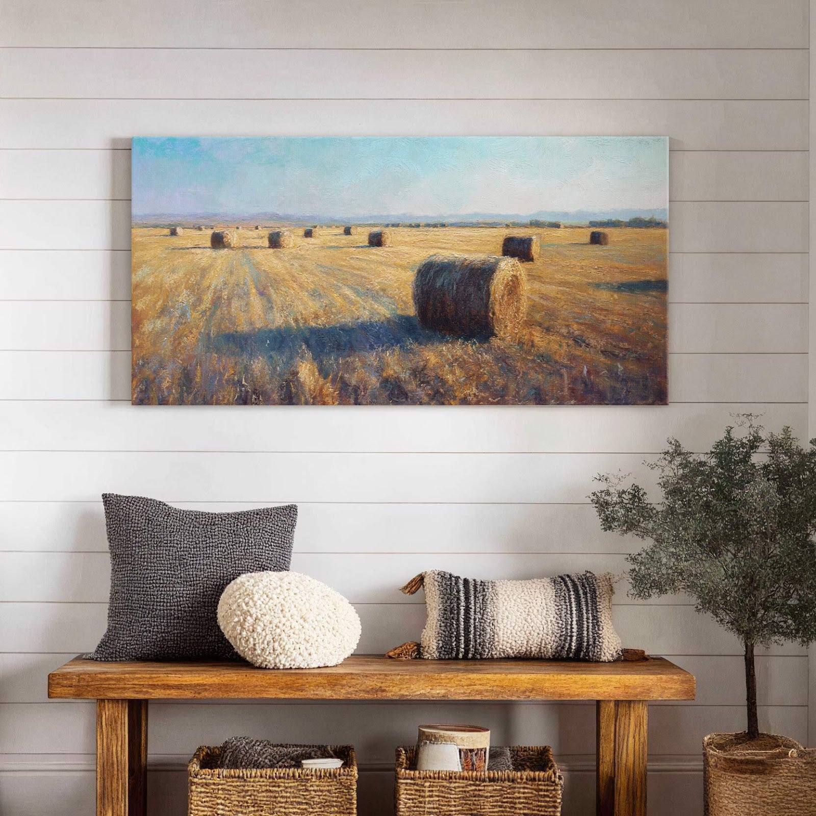 Canvas wall art in interior setting.