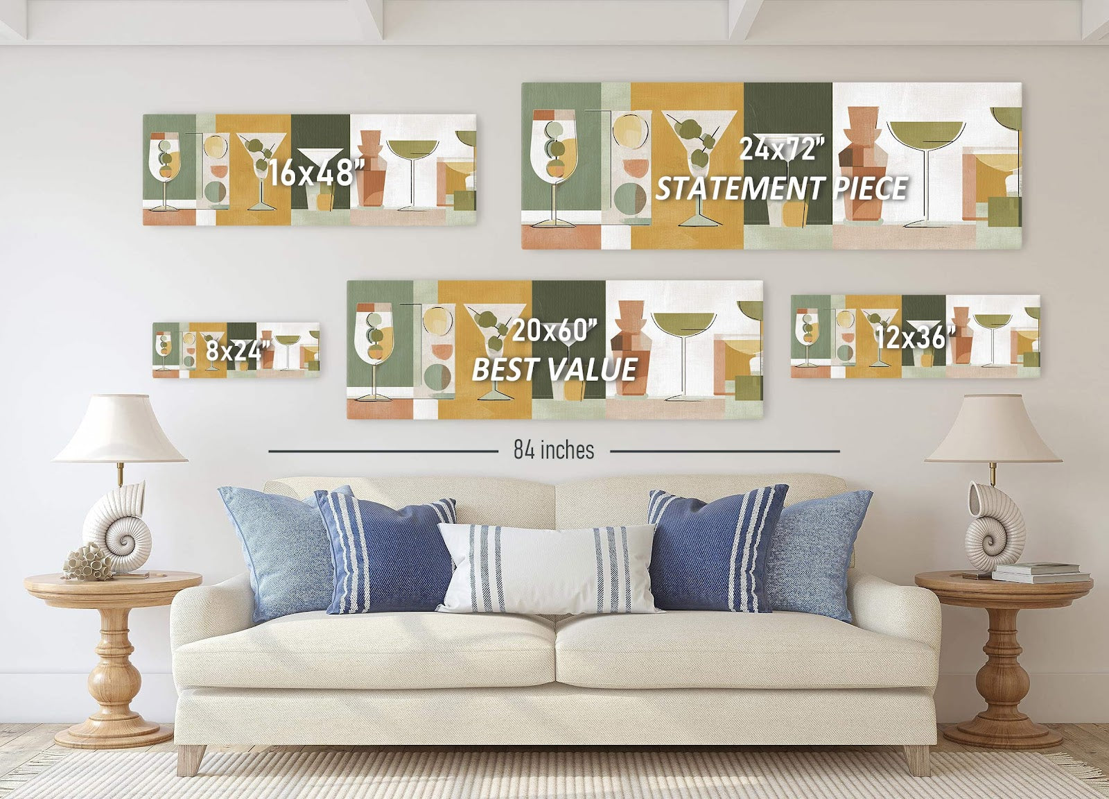 Canvas wall art in interior setting.