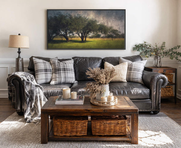 Canvas wall art in interior setting.