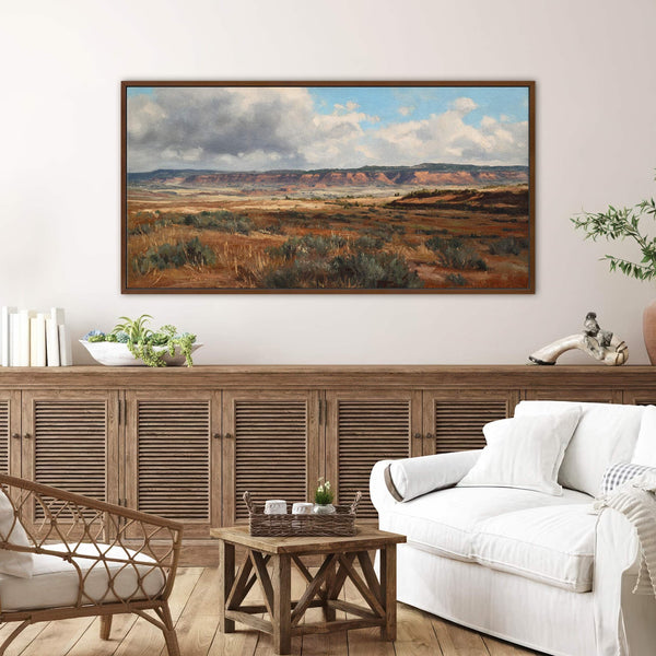 Canvas wall art in interior setting.
