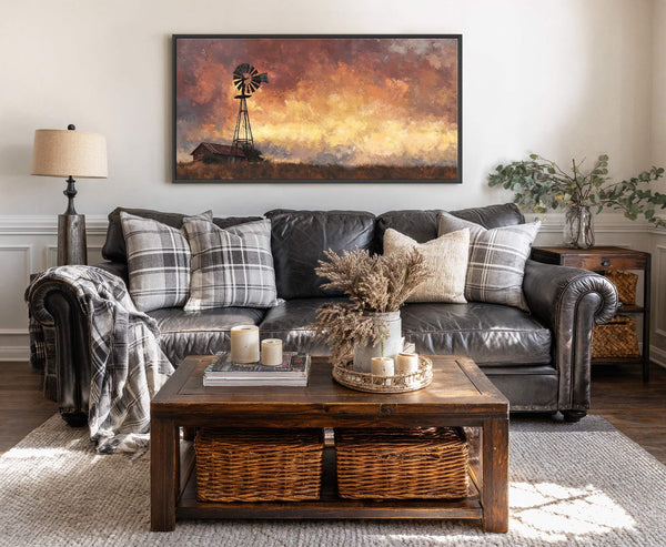 Canvas wall art in interior setting.