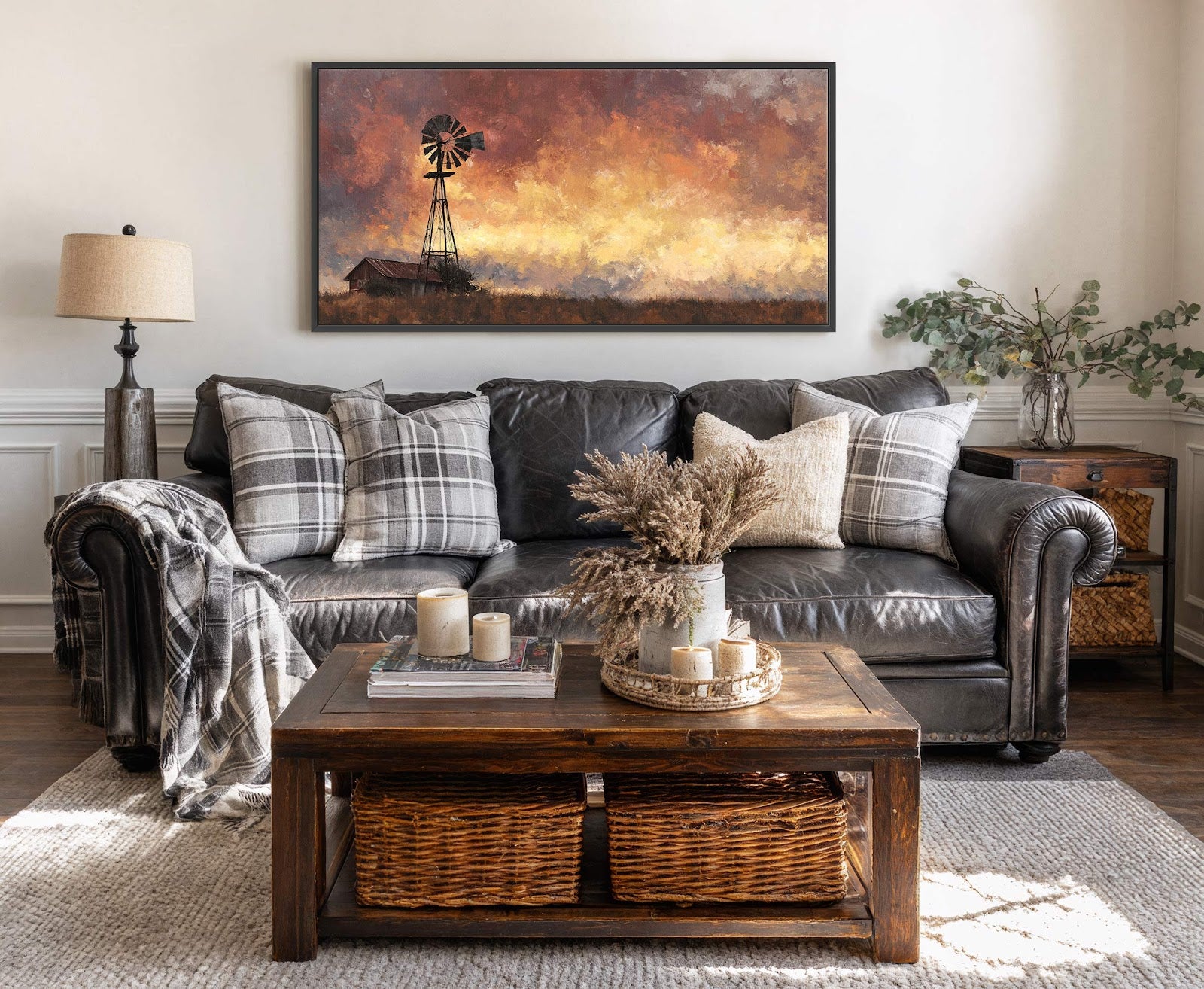 Canvas wall art in interior setting.