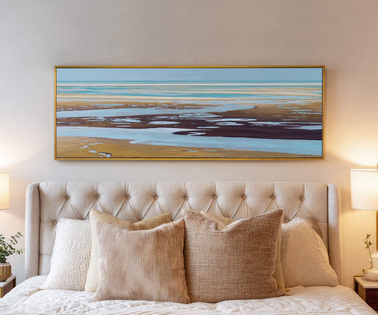Canvas wall art in interior setting.