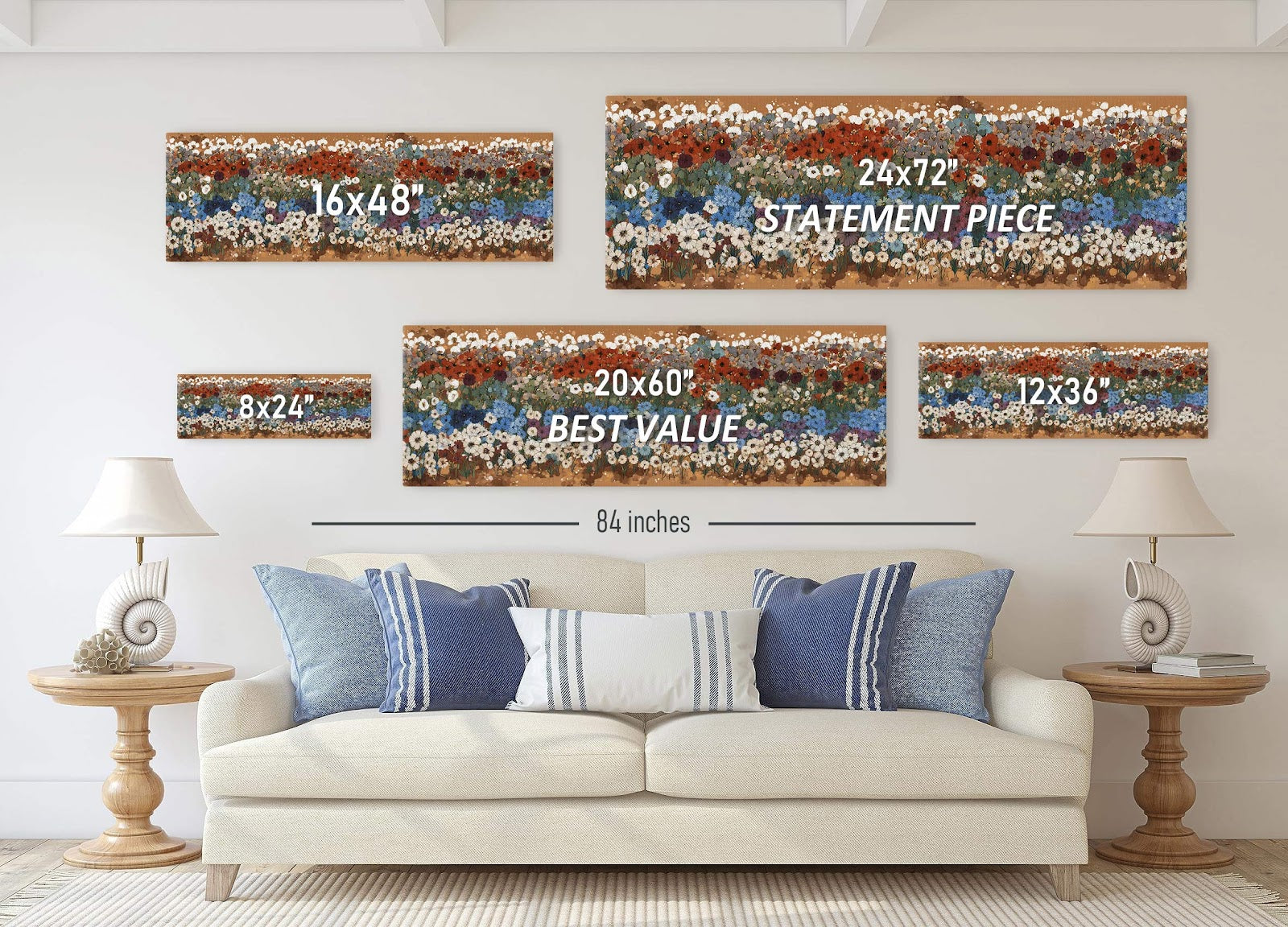 Canvas wall art in interior setting.