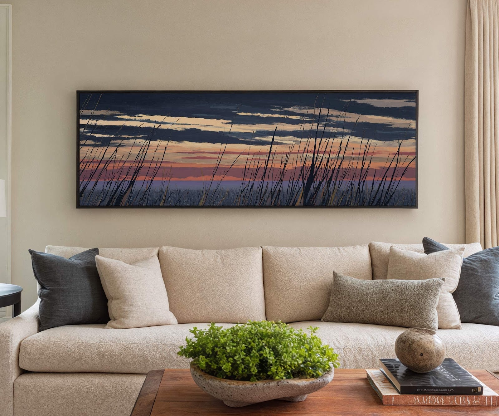 Canvas wall art in interior setting.