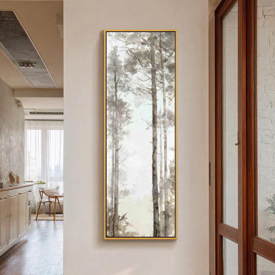 Misty Pine Forest Trees Canvas Print