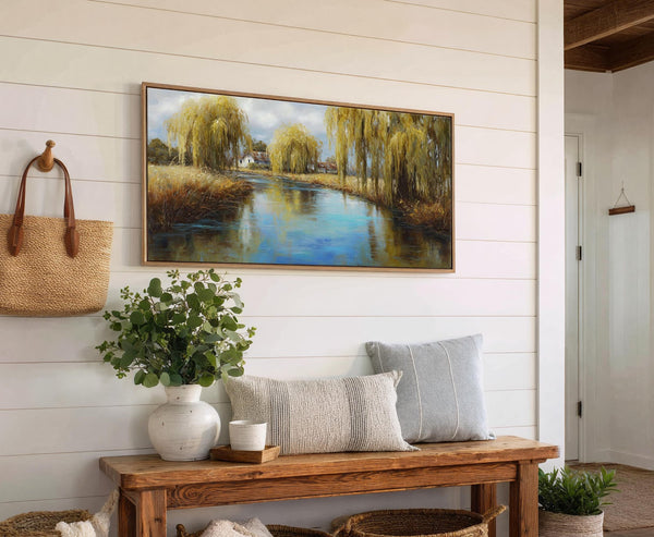 Canvas wall art in interior setting.