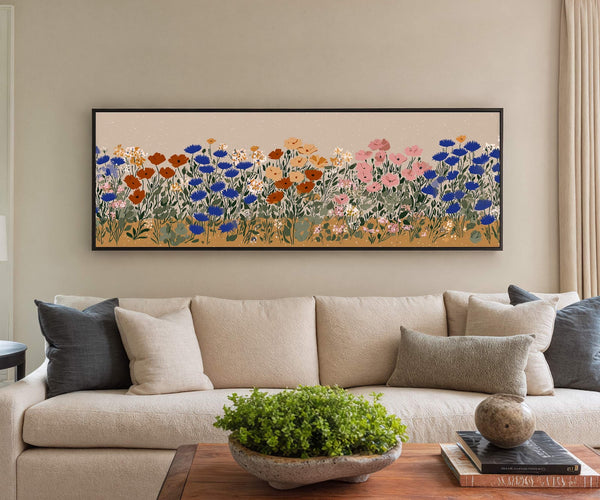 Canvas wall art in interior setting.