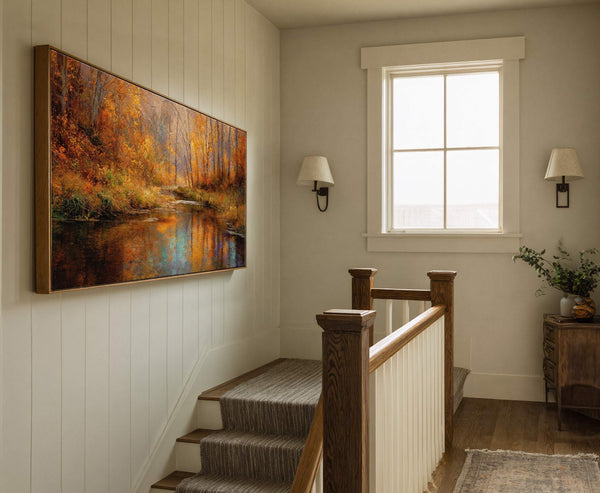 Canvas wall art in interior setting.