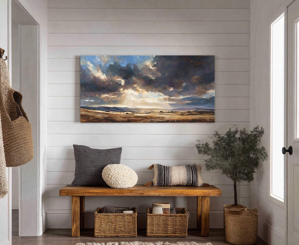 Canvas wall art in interior setting.