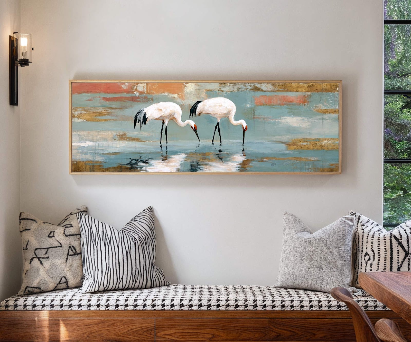 Canvas wall art in interior setting.
