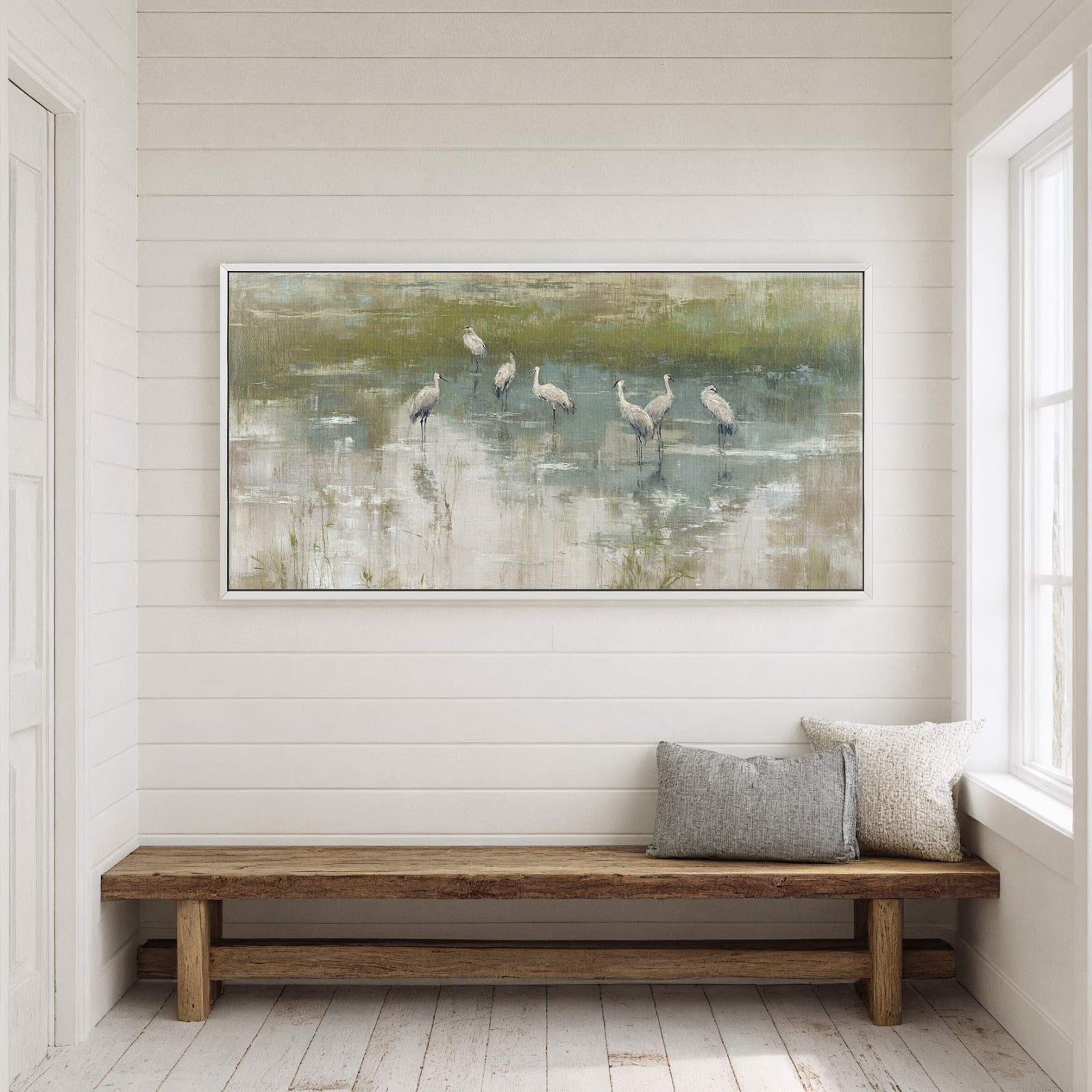 Canvas wall art in interior setting.