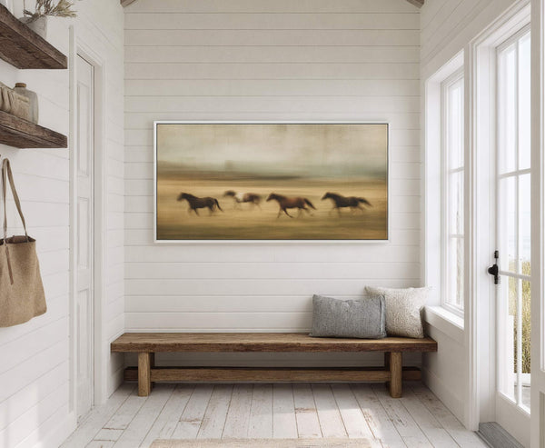 Canvas wall art in interior setting.