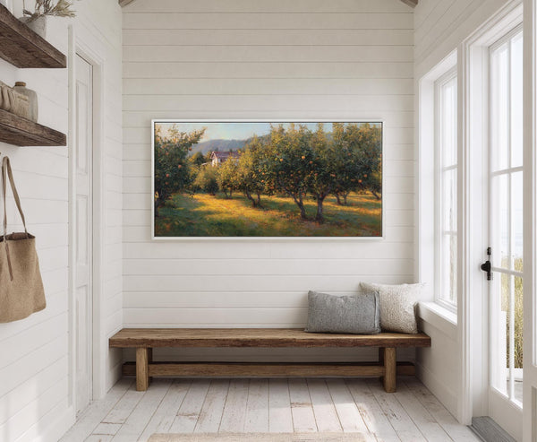 Canvas wall art in interior setting.