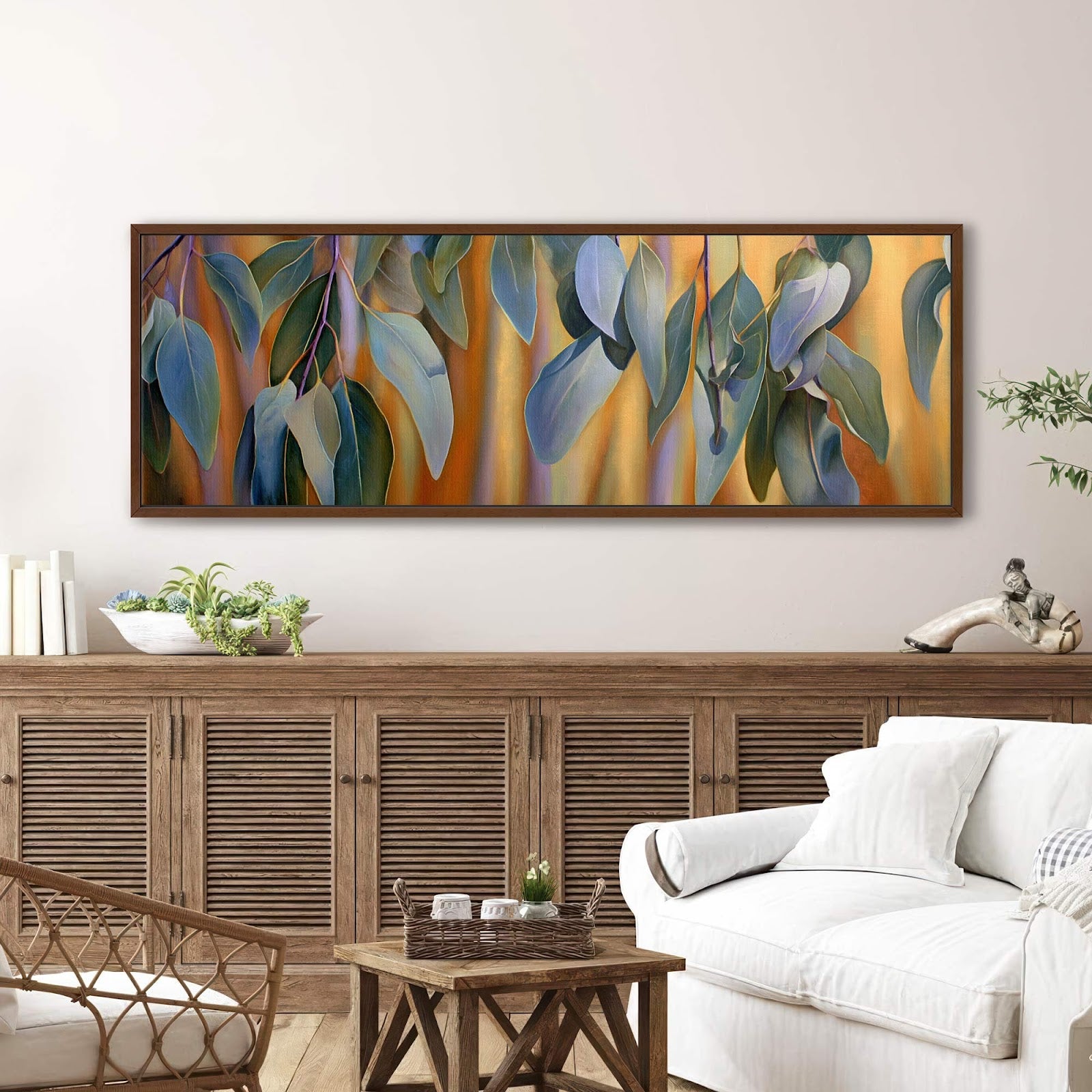 Canvas wall art in interior setting.
