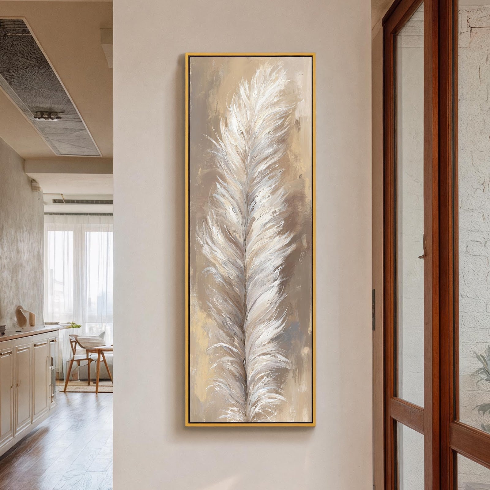 Neutral Feather Abstract Canvas Print