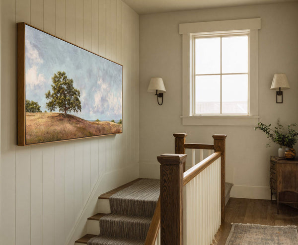 Canvas wall art in interior setting.