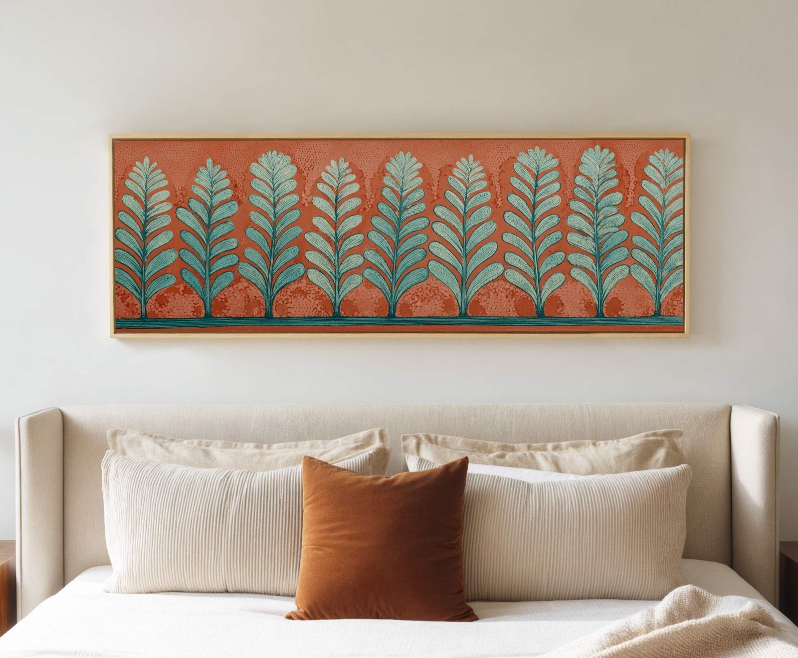 Canvas wall art in interior setting.