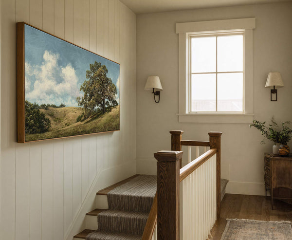 Canvas wall art in interior setting.