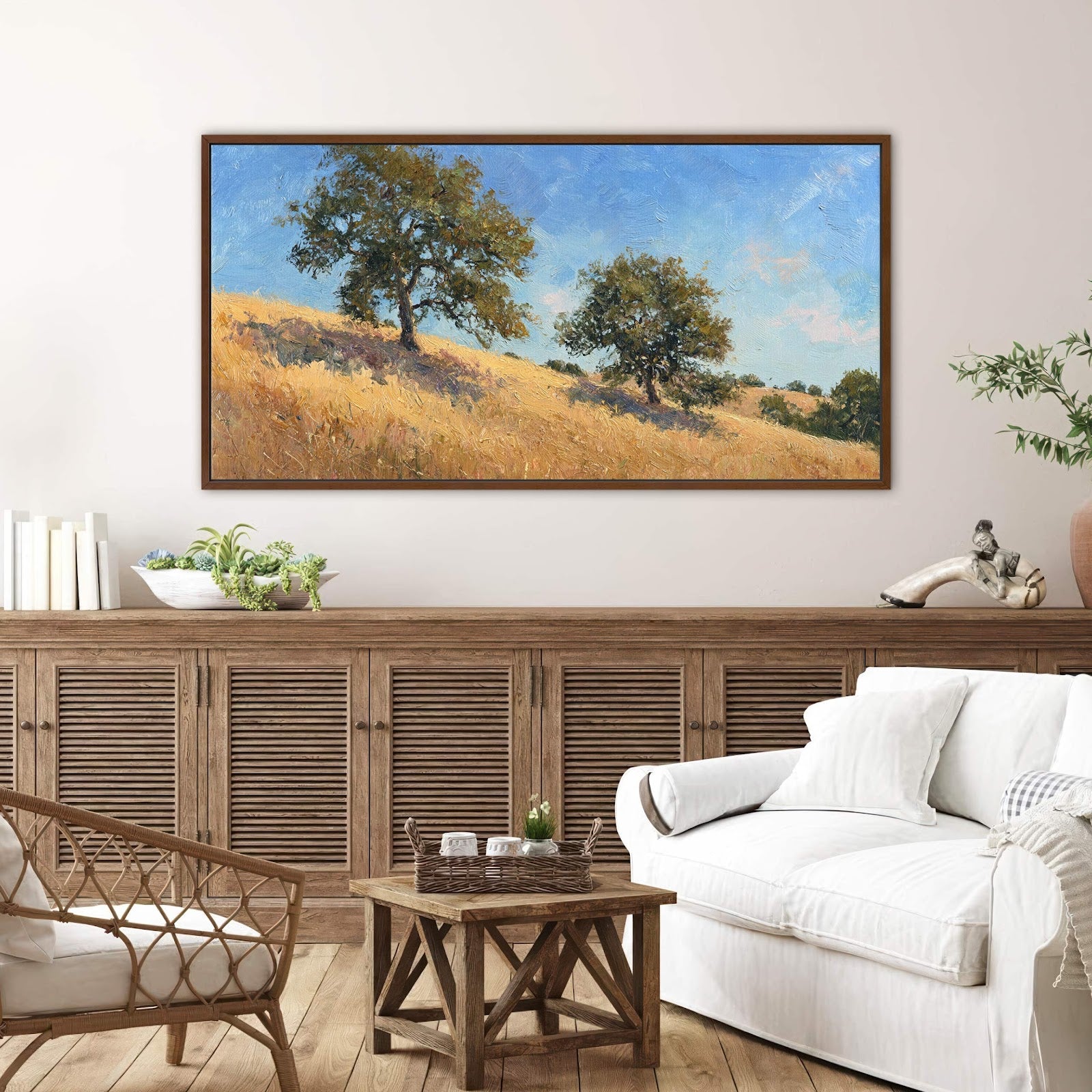 Canvas wall art in interior setting.